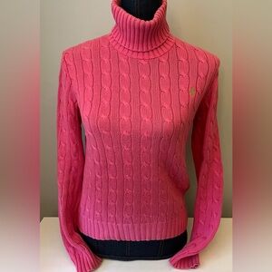 Ralph Lauren Sport Pink Cableknit Turtleneck Size Smalll